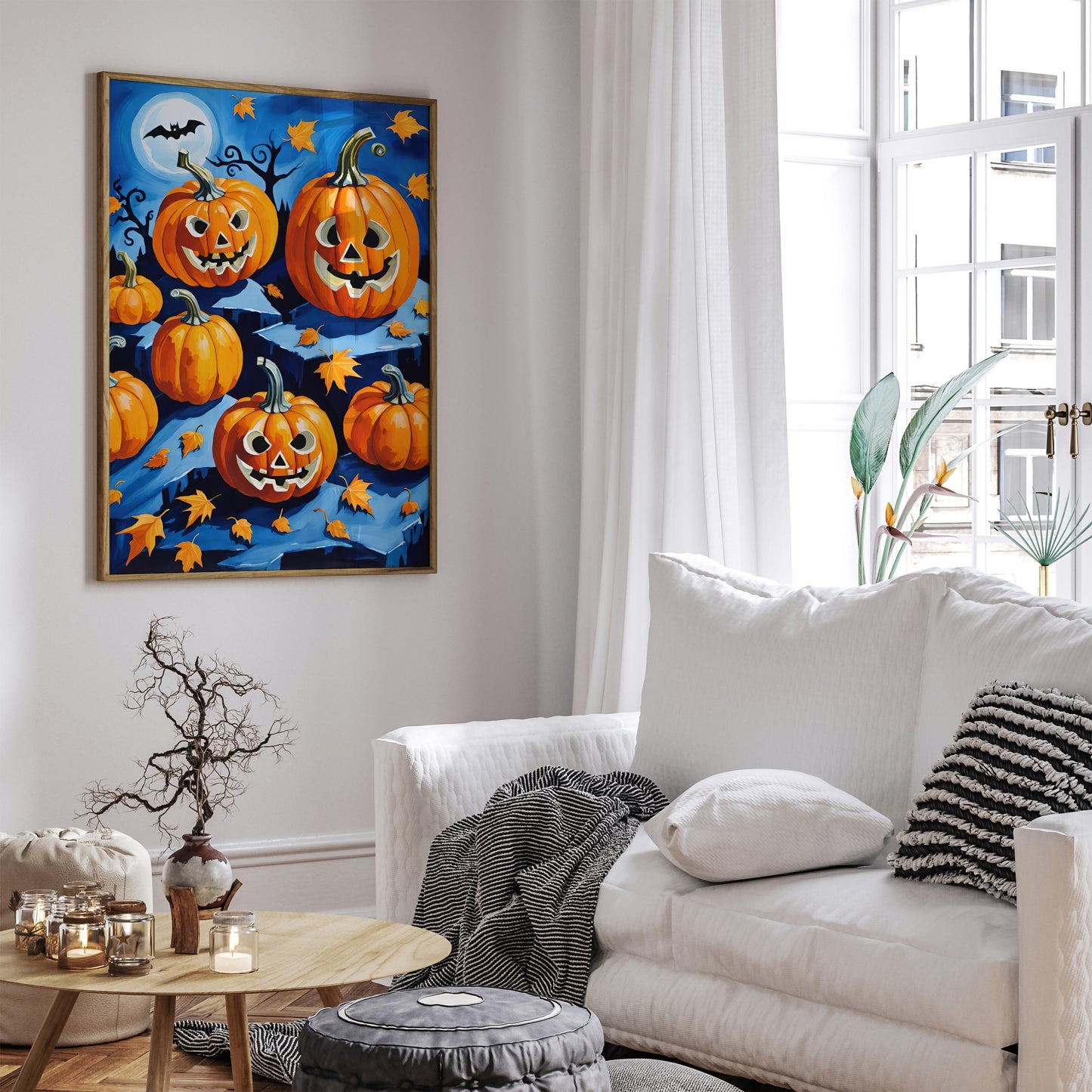 Jack-o'-lantern Halloween Blue Poster 2024