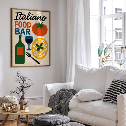 Italiano Food Bar Retro Poster for Kitchen Wall Decor