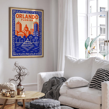 Orlando Florida Eclectic Cityscape Poster