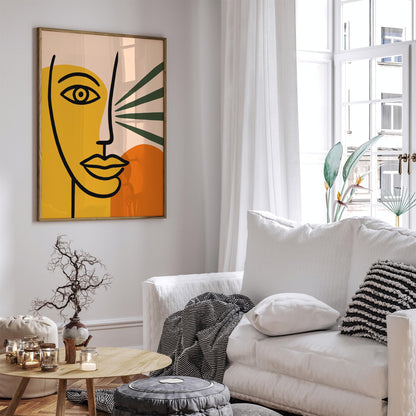 Abstract Boho Face Line Art Poster Print