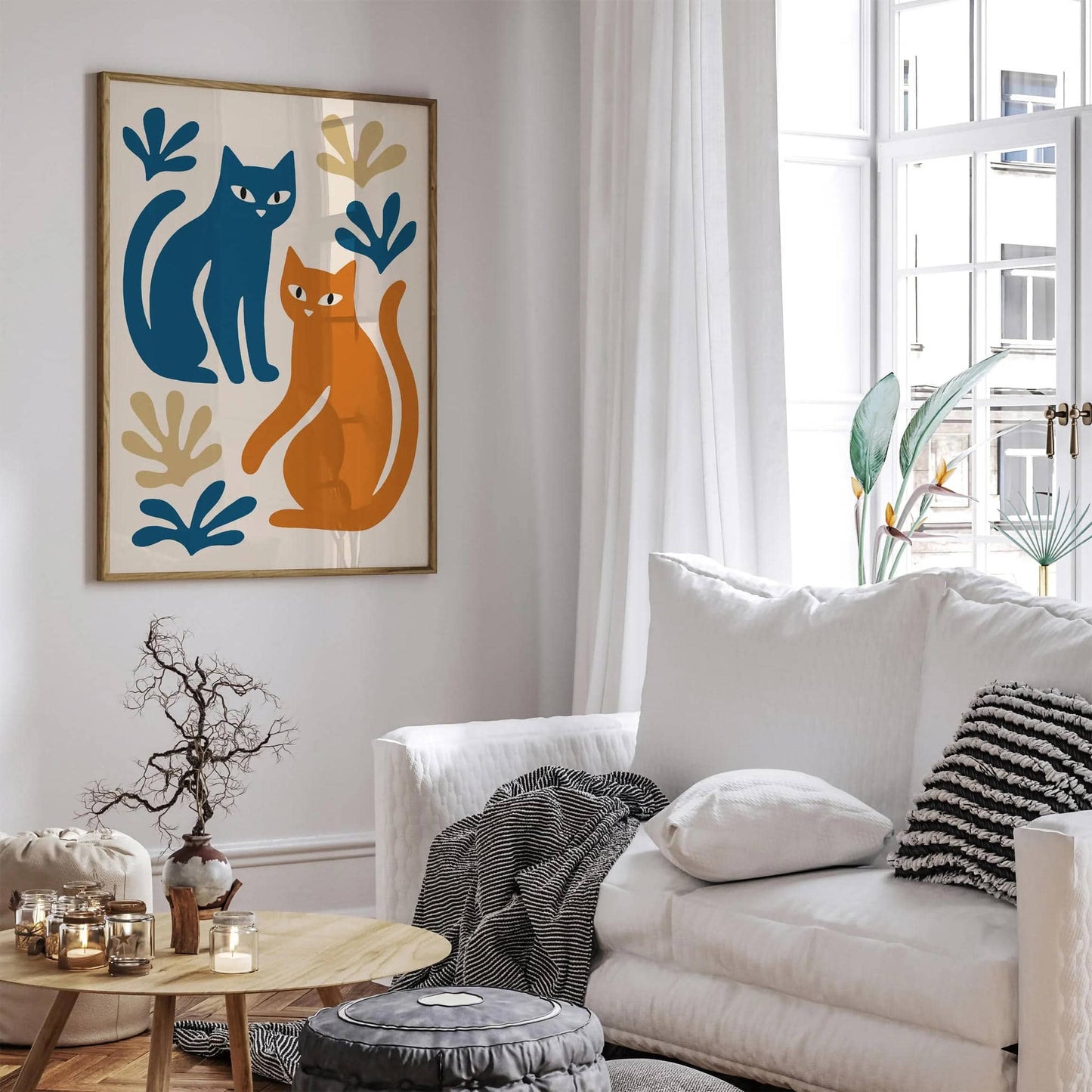 Modern Abstract Cat Poster – Twin Cats Print