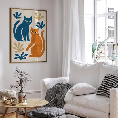 Modern Abstract Cat Poster – Twin Cats Print