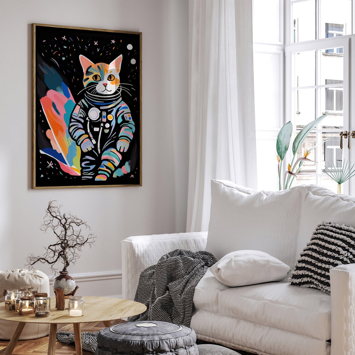 Colorful Cat Explorer Kids Room Poster