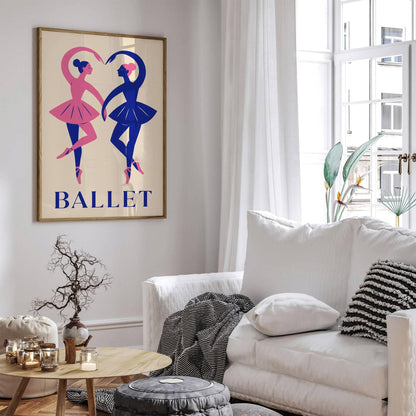 Ballet Poster Two Dancers in Heart Shape Print