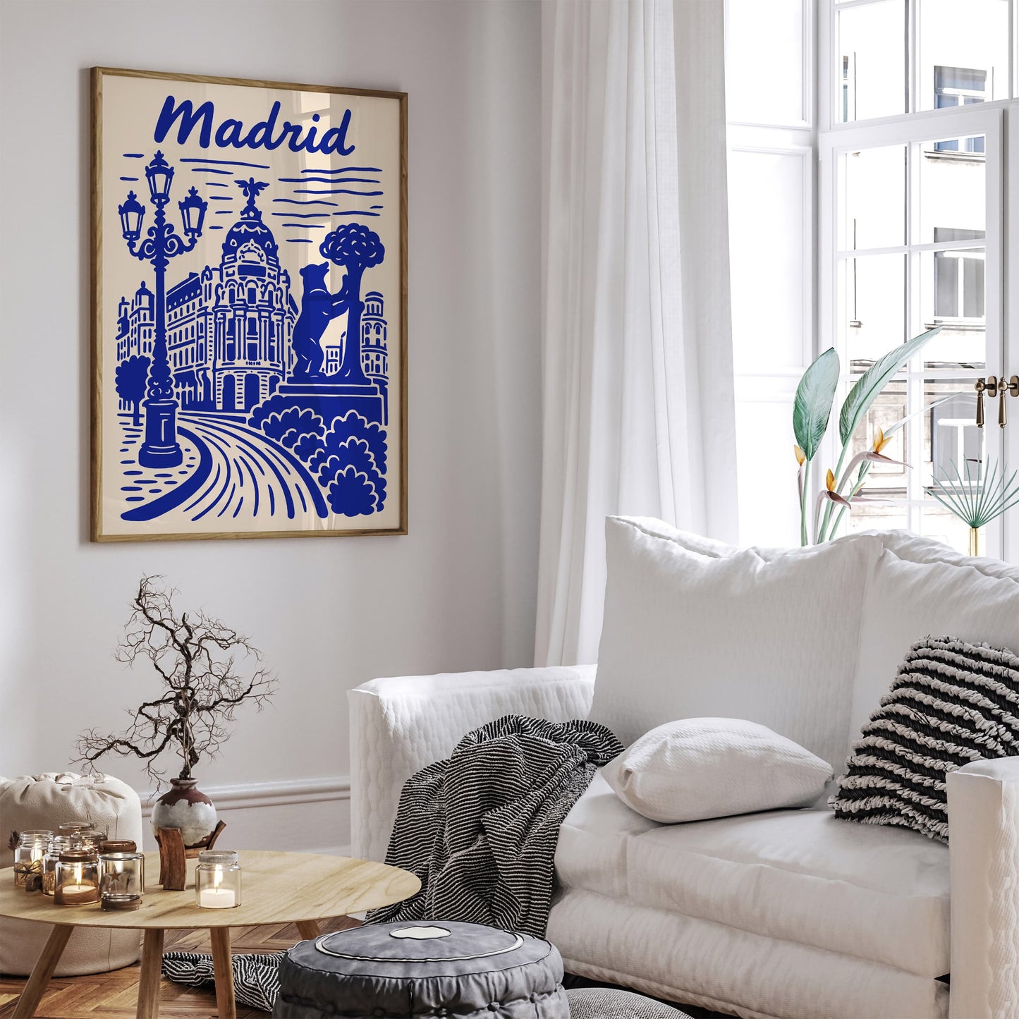 Madrid Cityscape Blue Wall Art Print