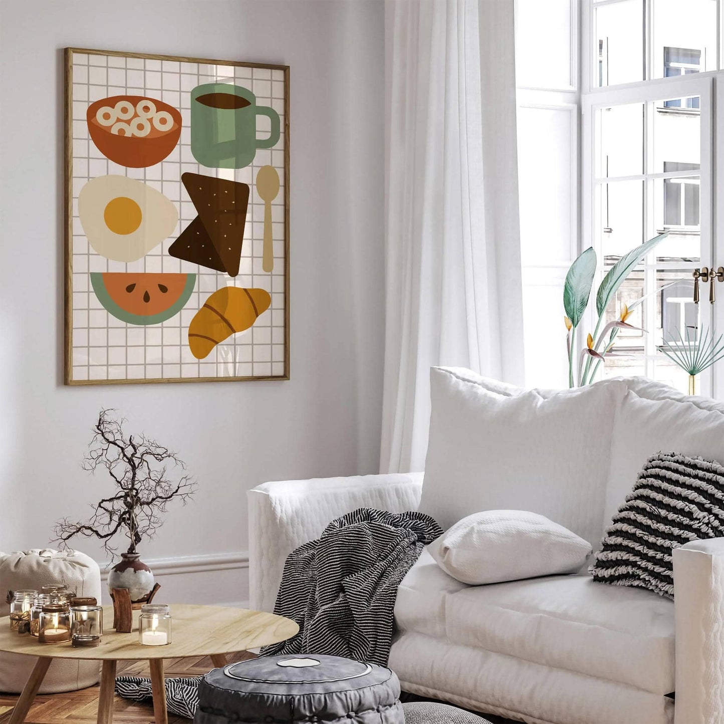 Retro Scandinavian Breakfast Art Print for Kitchen Wall Decor