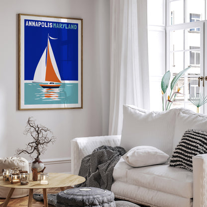 Annapolis Maryland Retro Boat Poster