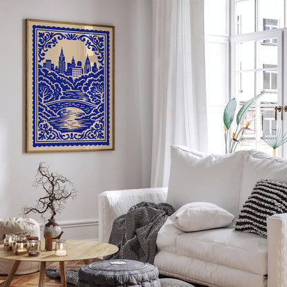 Central Park New York City Blue Cityscape Poster