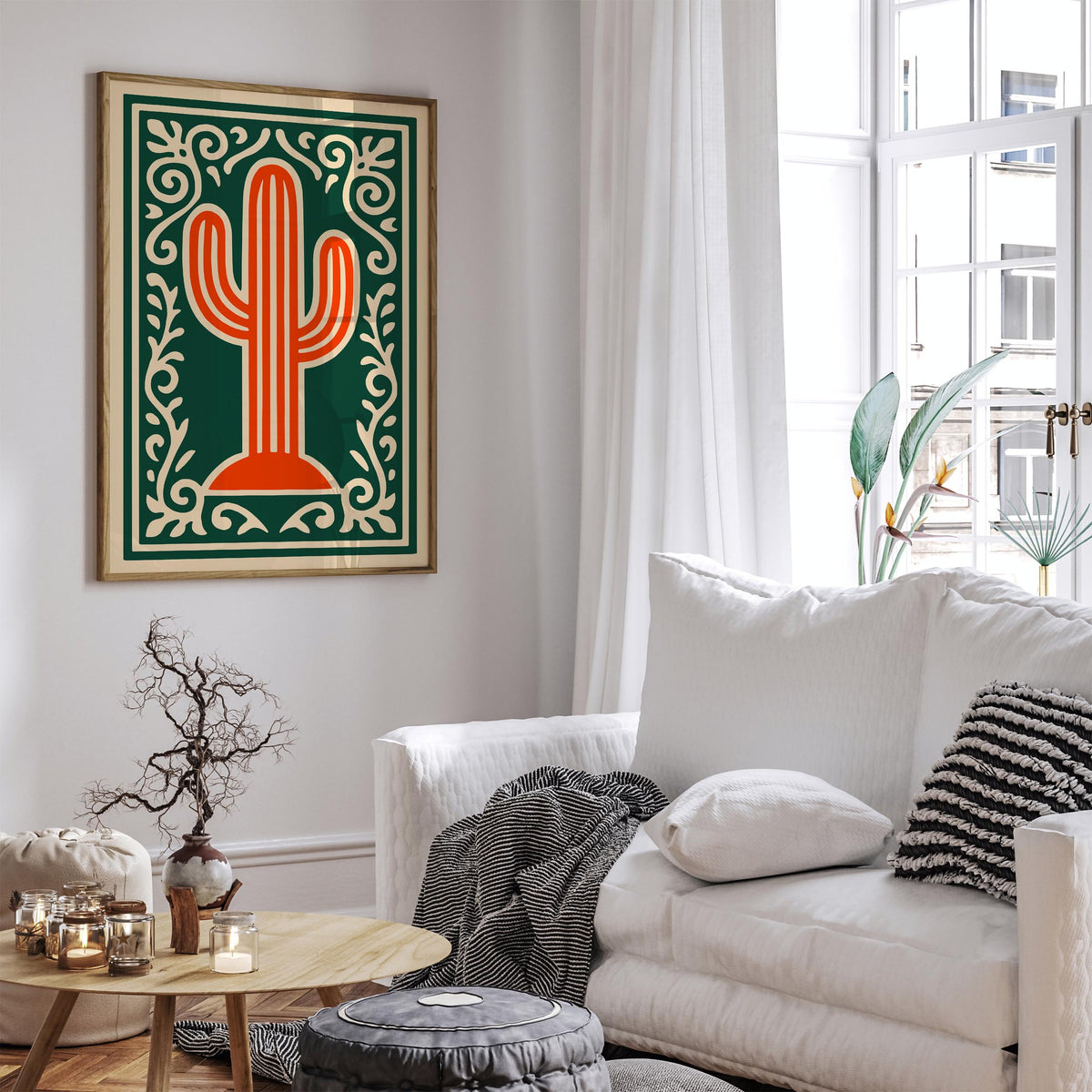 Saguaro Cactus Desert Botanical Art Poster