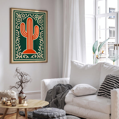 Saguaro Cactus Desert Botanical Art Poster
