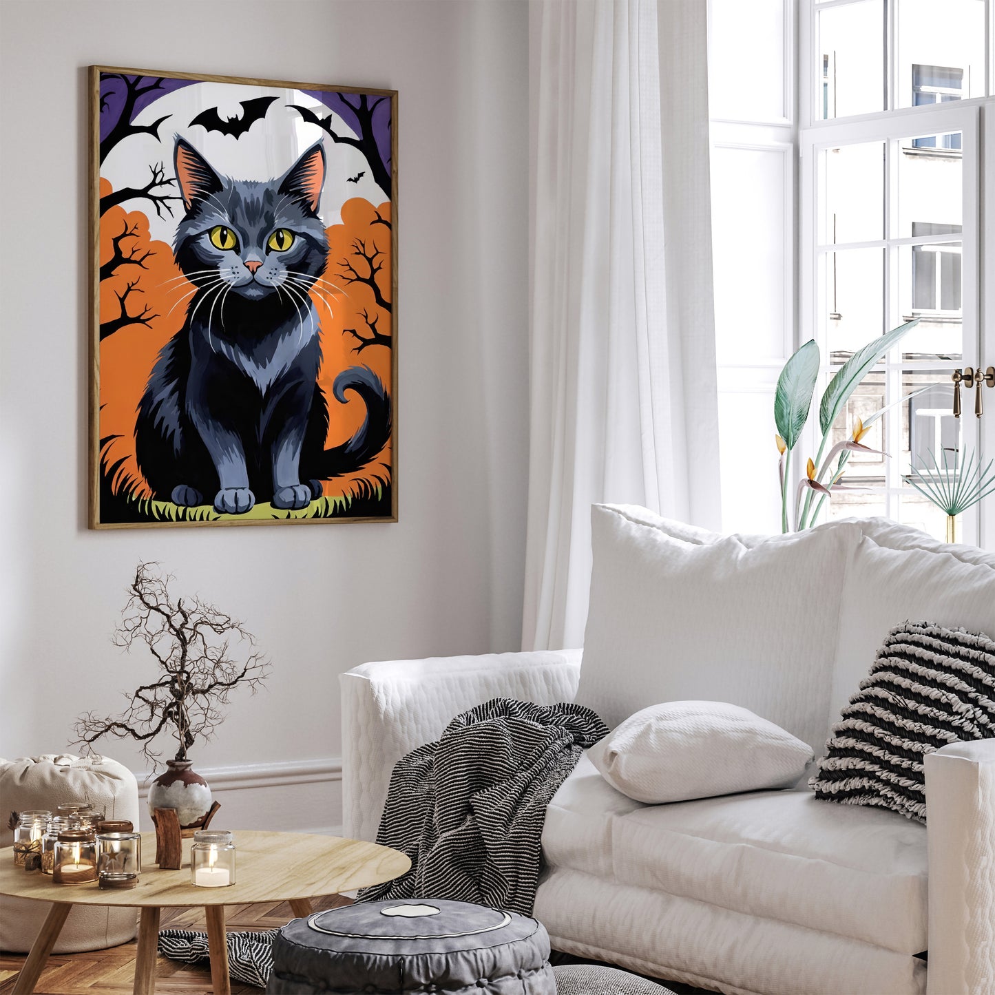 Black Cat Halloween Art Print 2024