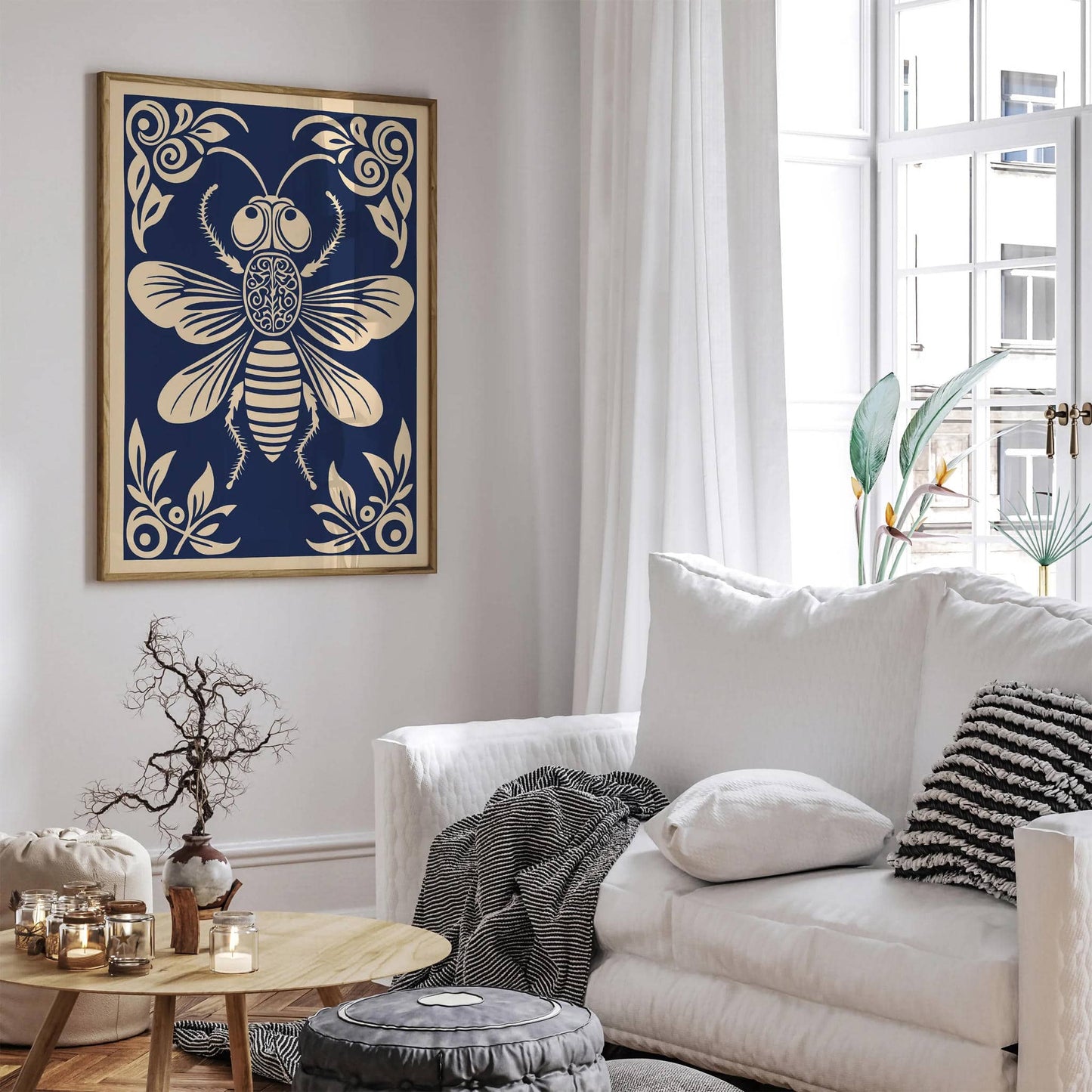 Navy Blue Fly Bug Poster