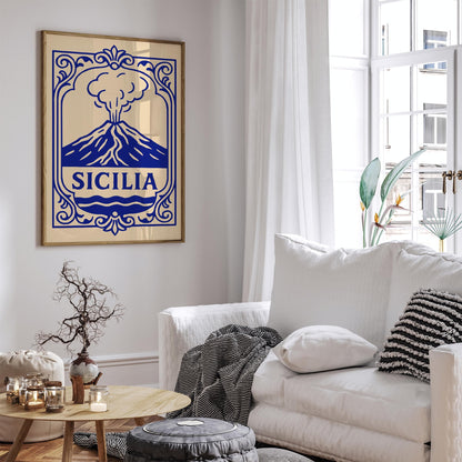 Sicilia Italy, Etna Blue Poster