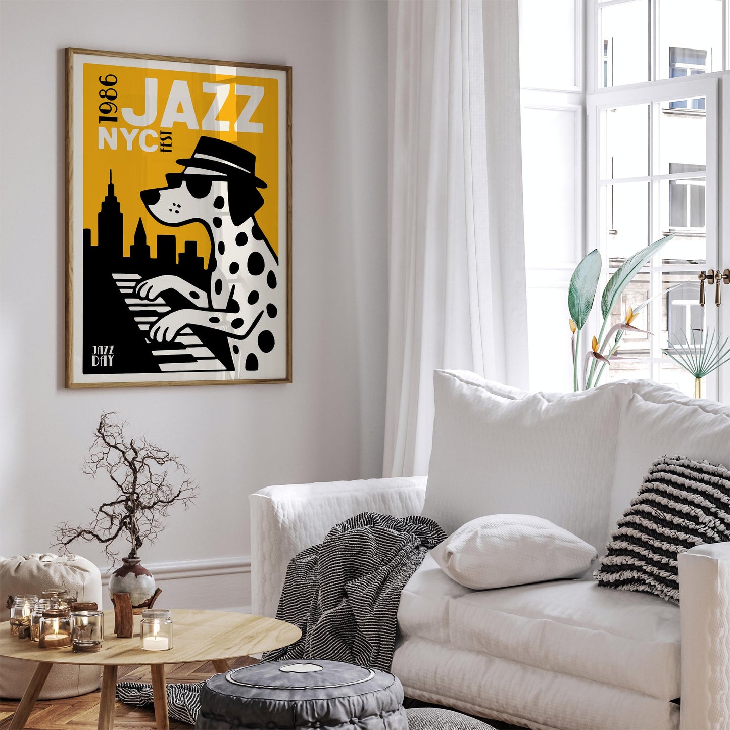 Cool Dalmatian Dog Jazz Pianist Art Print