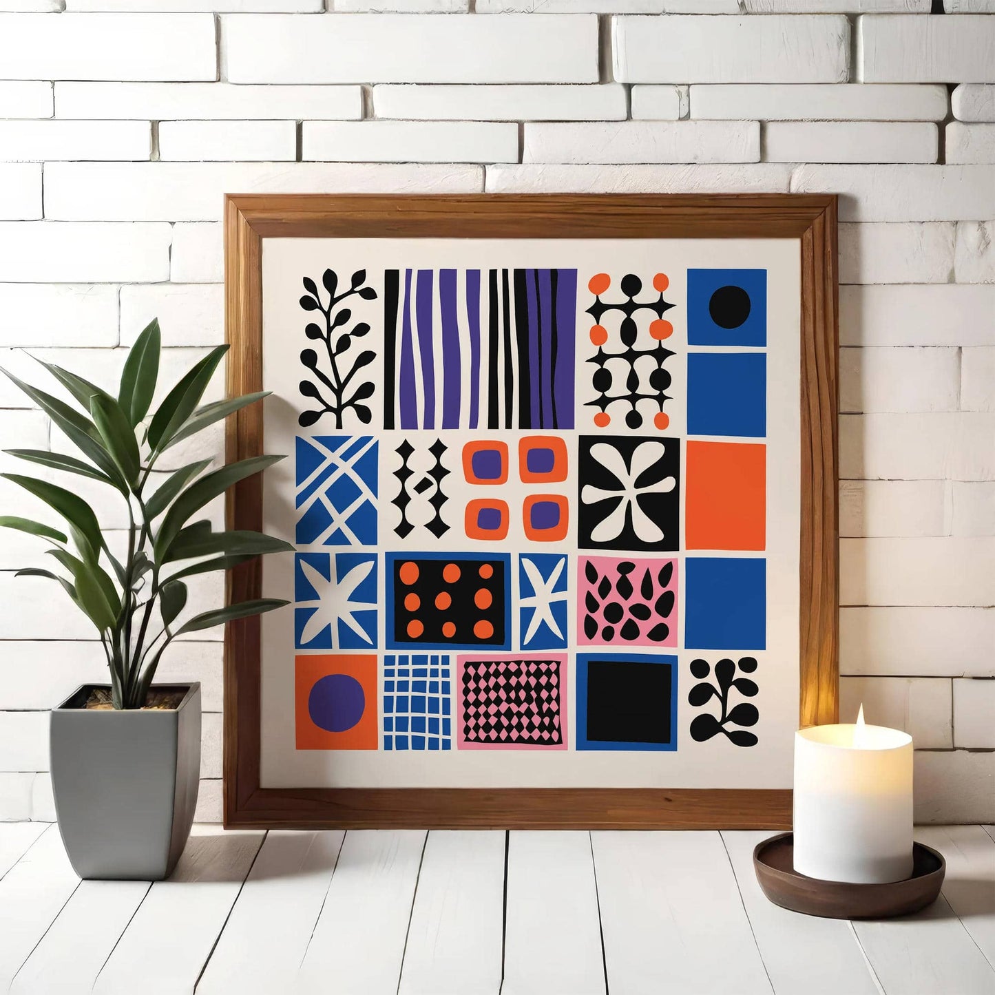 Mid Century Modern Abstract Square Art Print
