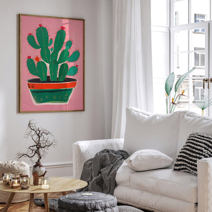 Cute Cactus Plant Pink Poster