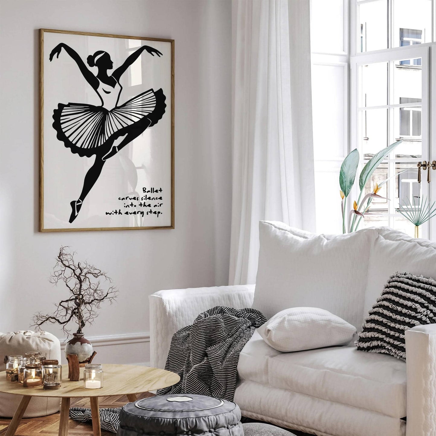 Black and White Ballet Music Poster