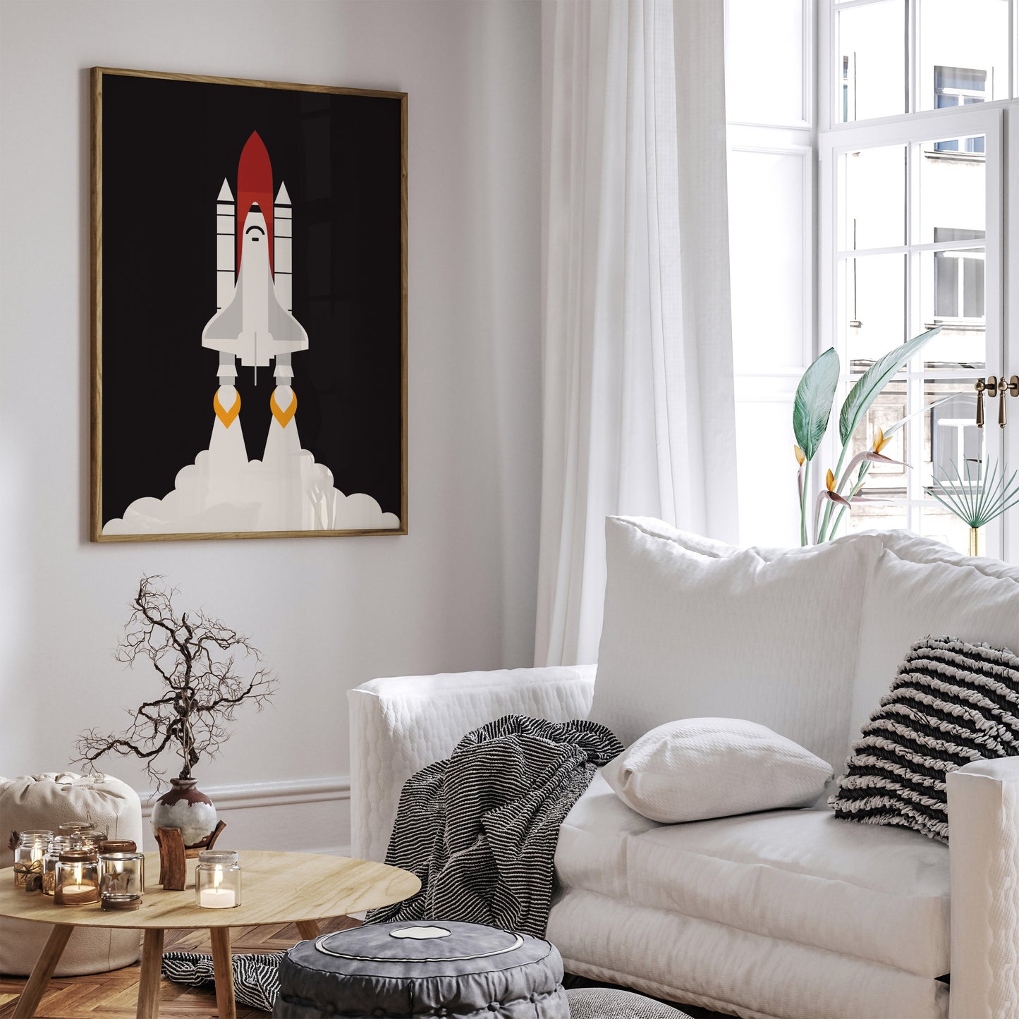 Space Shuttle Modern Black Poster