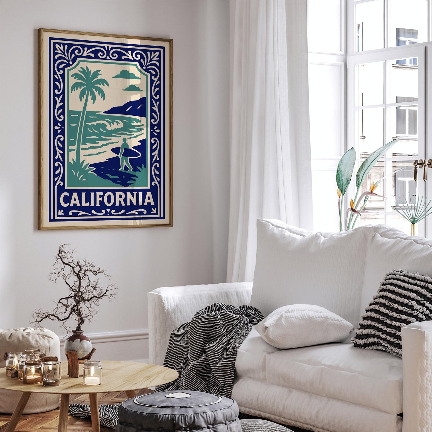 California Vintage Surf Poster - Retro Beach Surfer Wall Art