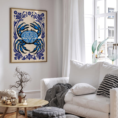 Blue Crab Neutical Art Print