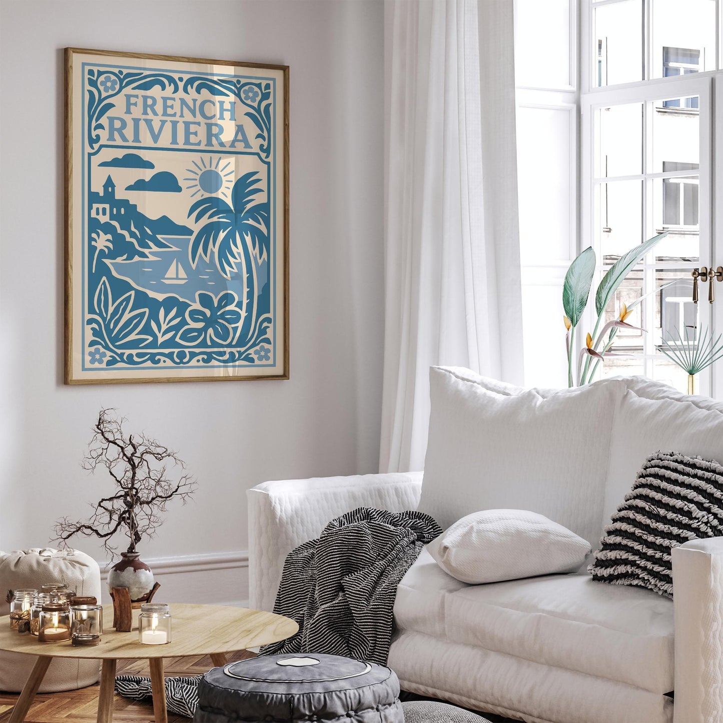 French Riviera Poster - Icy Blue Coastal Wall Art