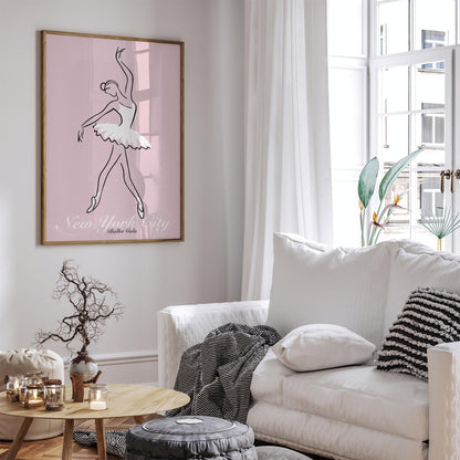 New York City Ballet Gala Poster - Pink Ballerina Wall Art