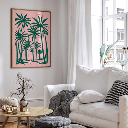 70s Pink Palms Art Print