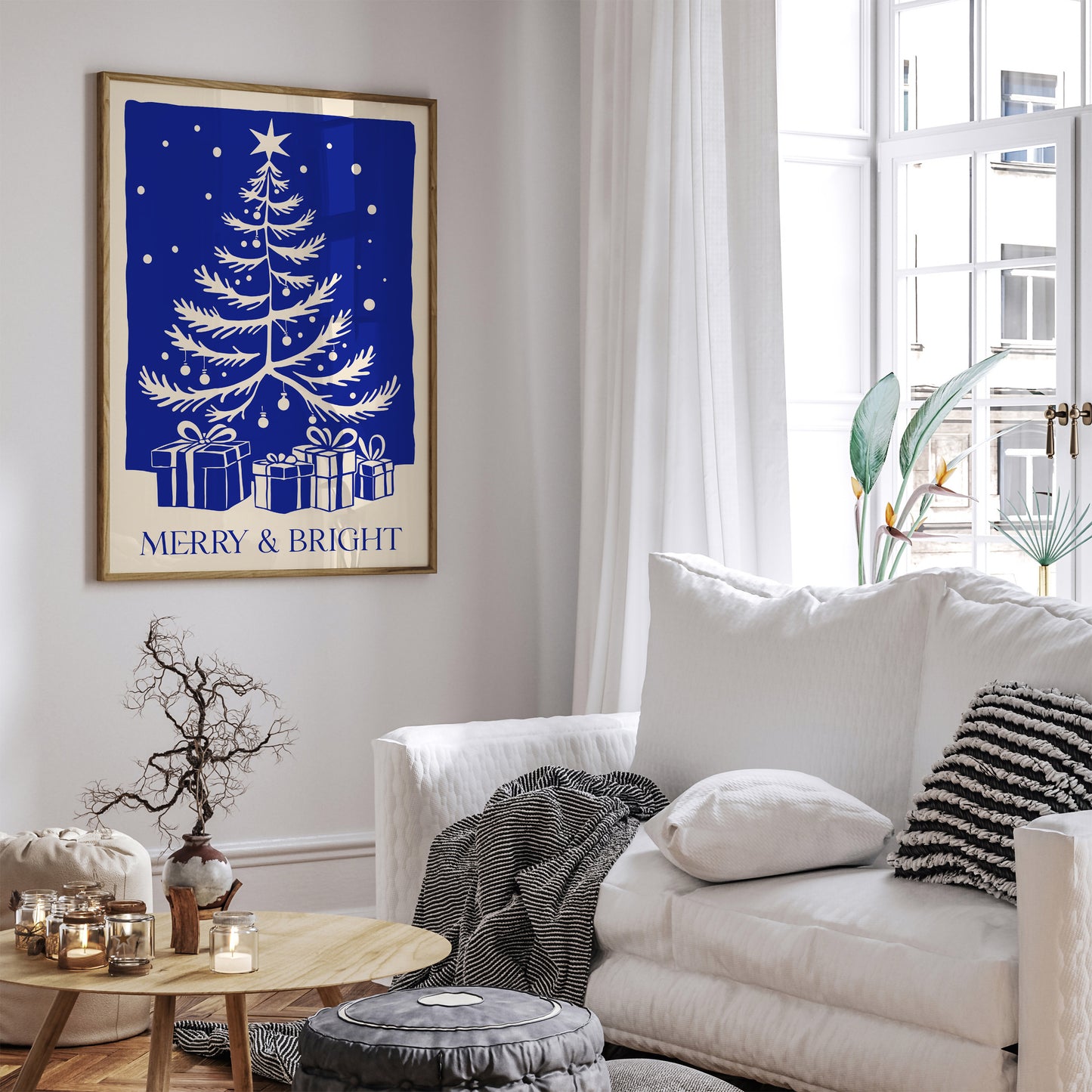 Blue Christmas Tree Art Print 2024