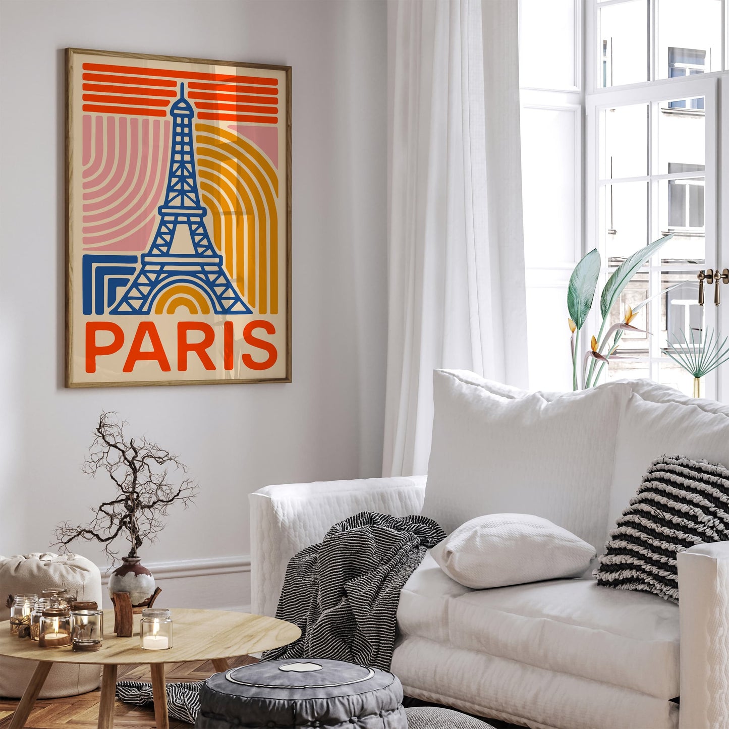 Paris Eiffel Tower Modern Poster - Colorful Travel Wall Art