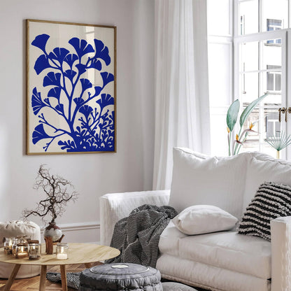 Gingko Bilboa Blue Nature Art Print