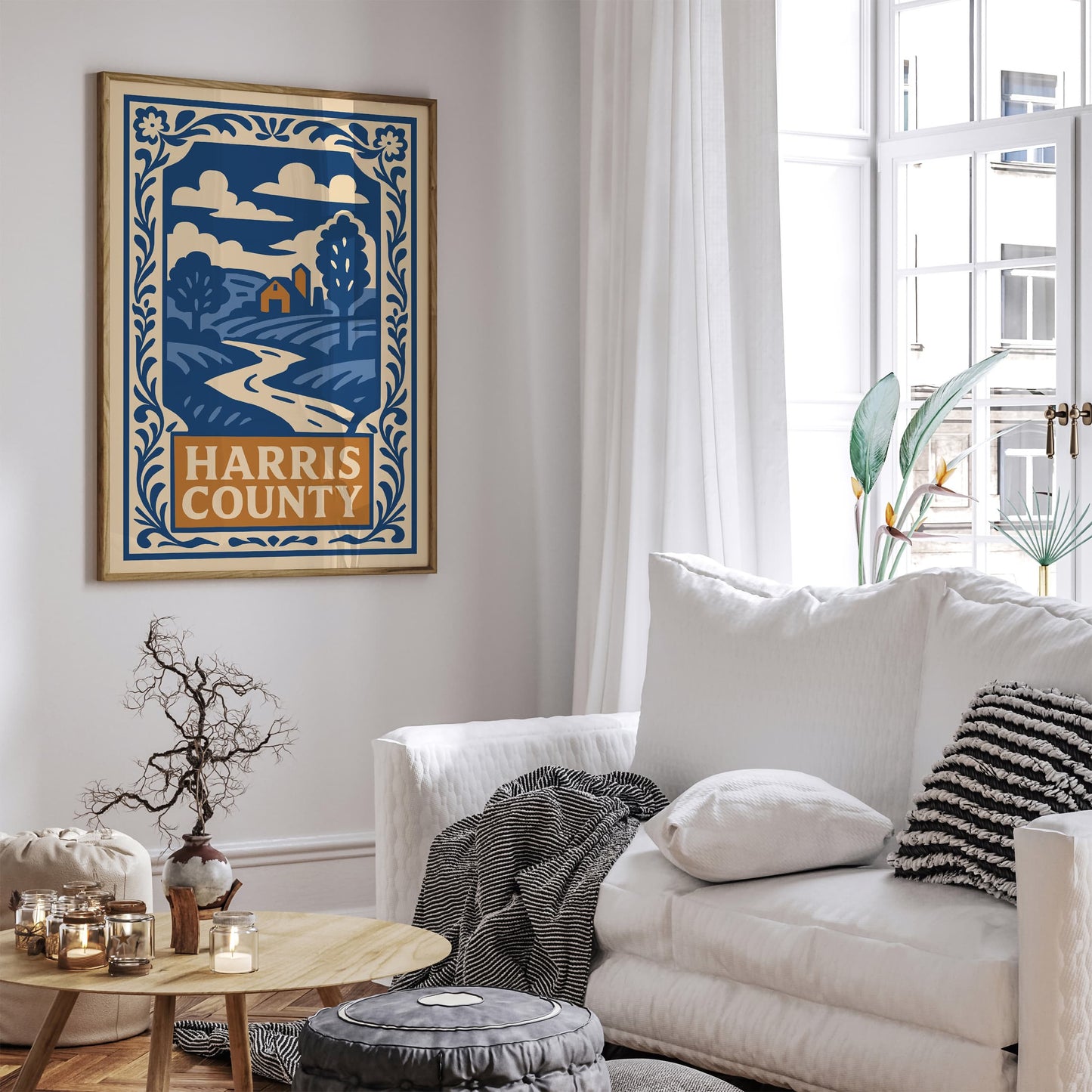 Harris County Texas Blue Travel Poster