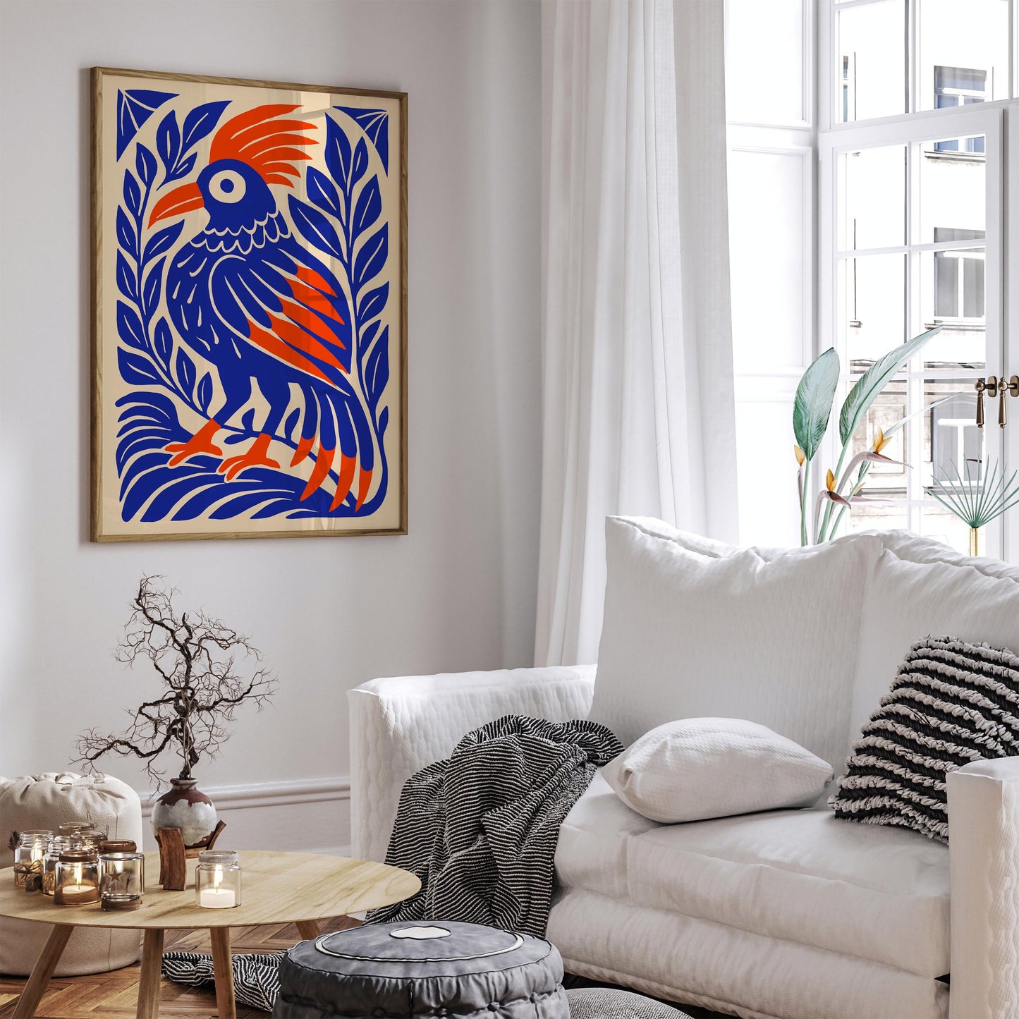 Tropical Parrot Poster - Blue Mexican Bird Wall Art