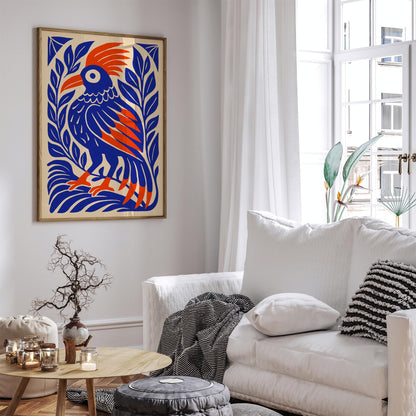 Tropical Parrot Poster - Blue Mexican Bird Wall Art