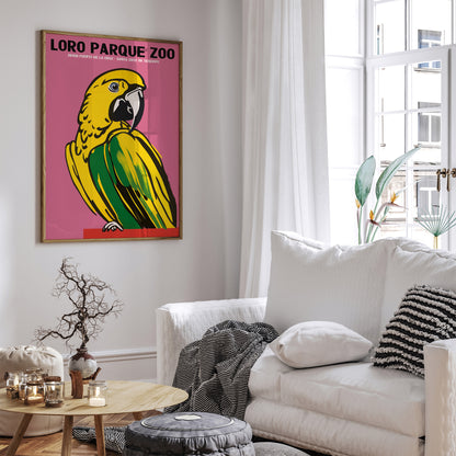 Loro Parque Zoo Retro Parrot Poster