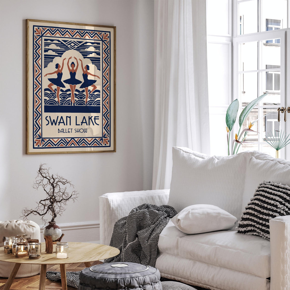 Swan Lake Ballet Art Deco Poster