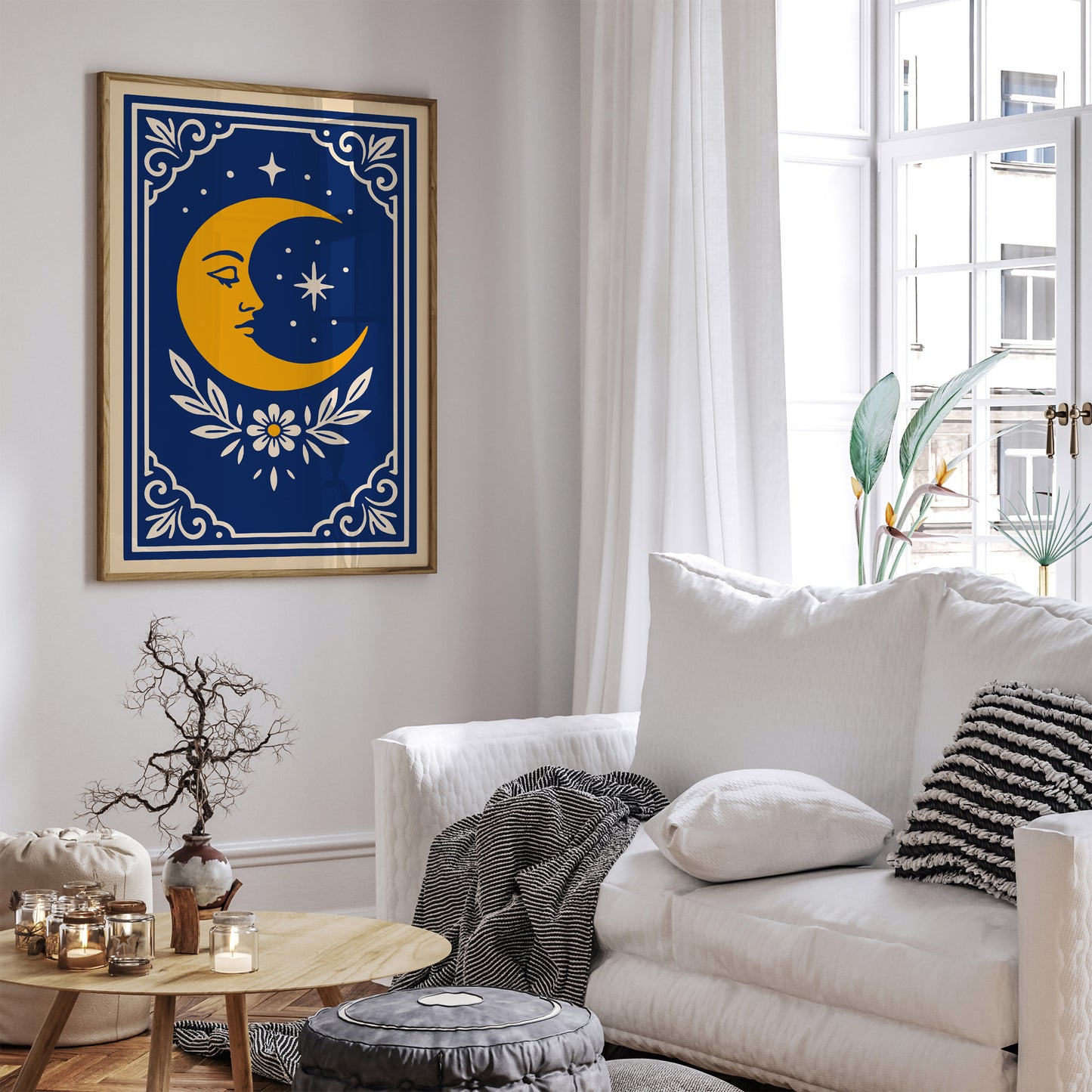 Yellow Moon Art Print - Mystical Wall Art Poster