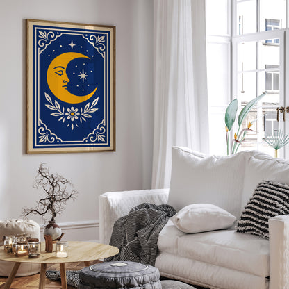 Yellow Moon Art Print - Mystical Wall Art Poster