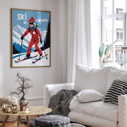 Ski in Canada Retro Travel Poster