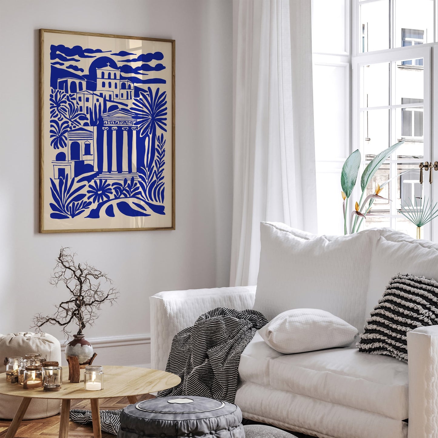 Athens Greece Travel Blue Indigo Poster