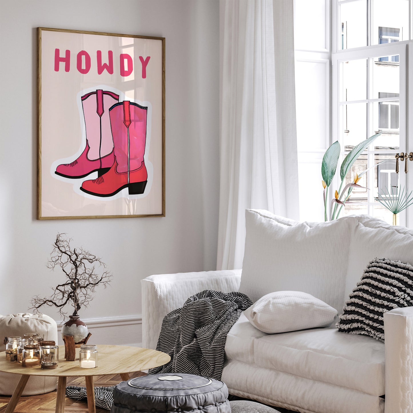 HOWDY - Pink Cowgirl Boots Cute Poster