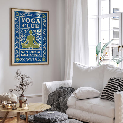 Blue Yoga Club San Diego California Poster