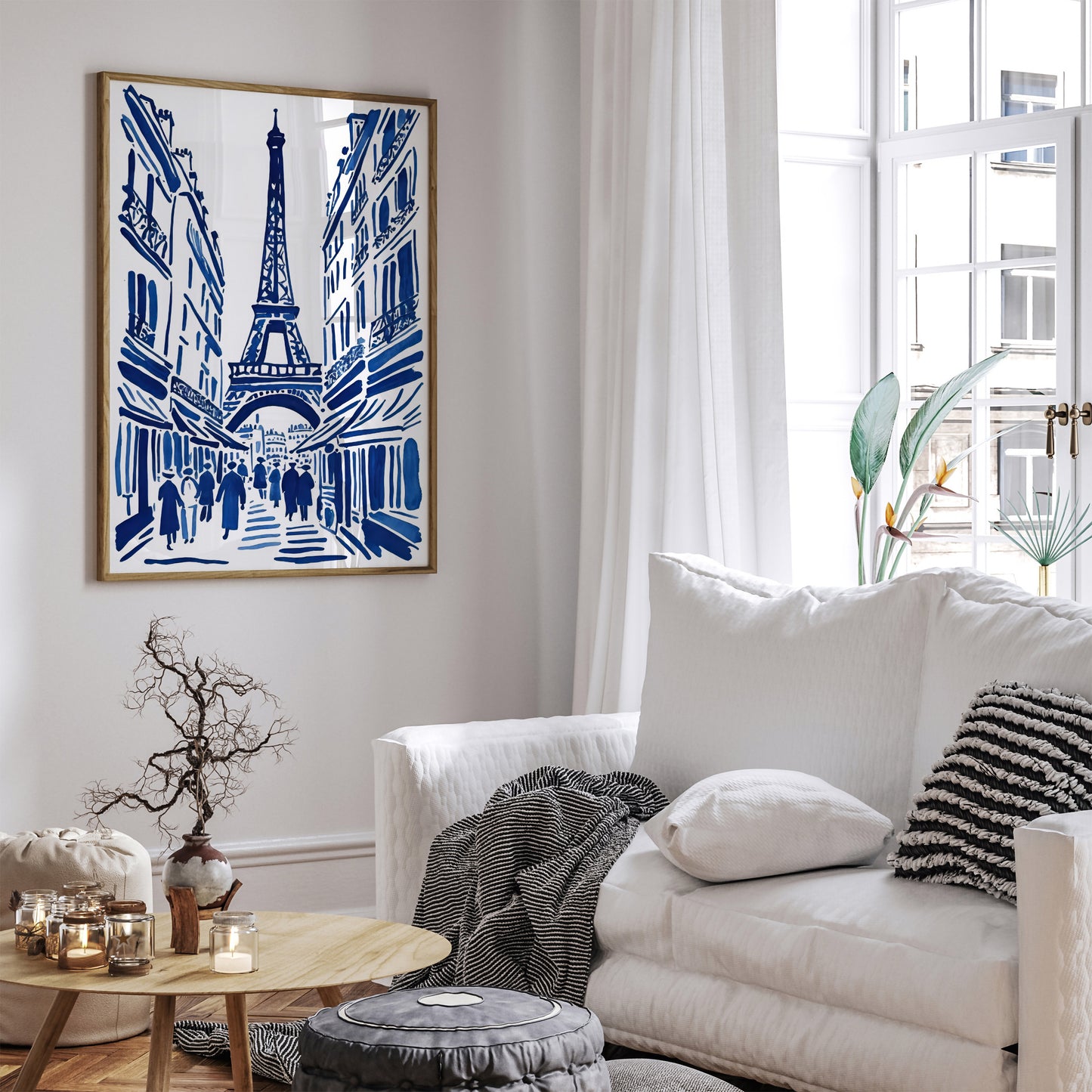 Paris, France Blue Ink Painting Print 2024