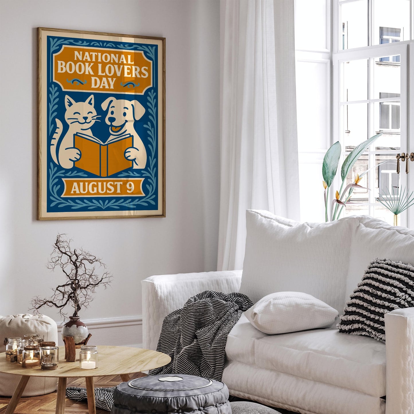 National Book Lovers Day Poster - Blue Literary Art Print