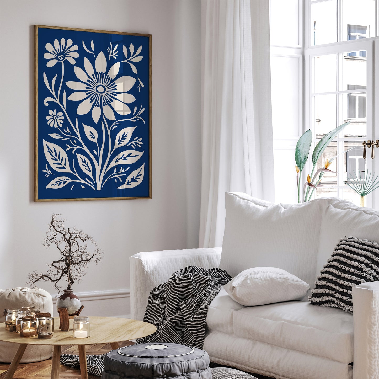 Blue Floral Wall Art Print