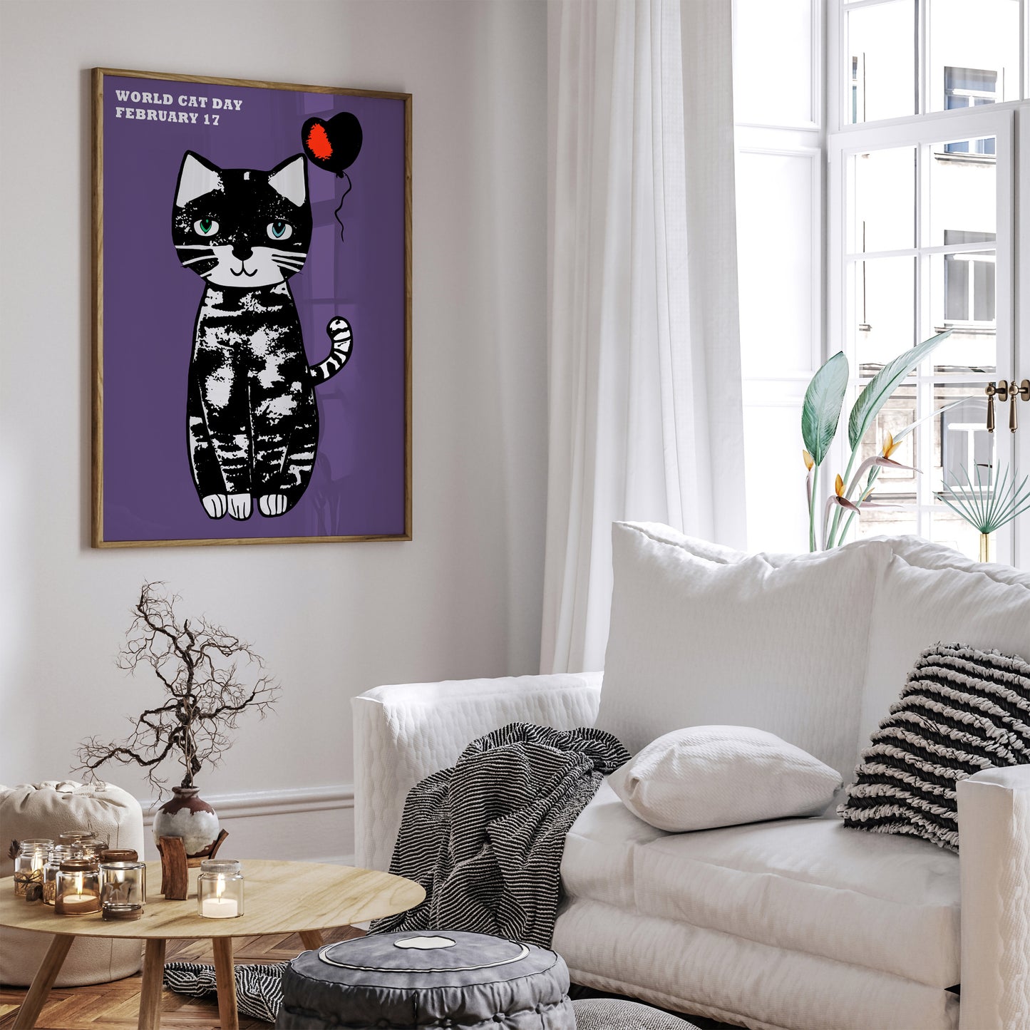 Cute World Cat Day Artistic Poster