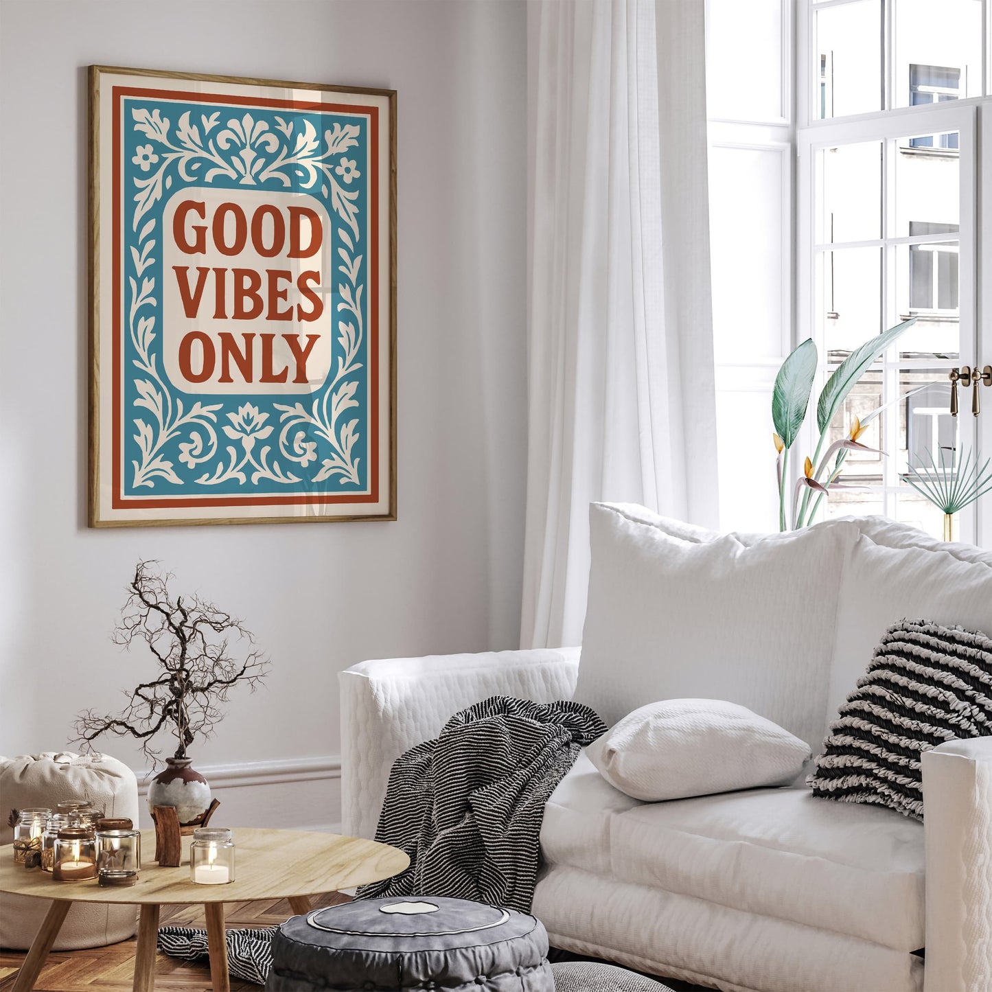 Good Vibes Only Quote Poster - Rococo Style Wall Art