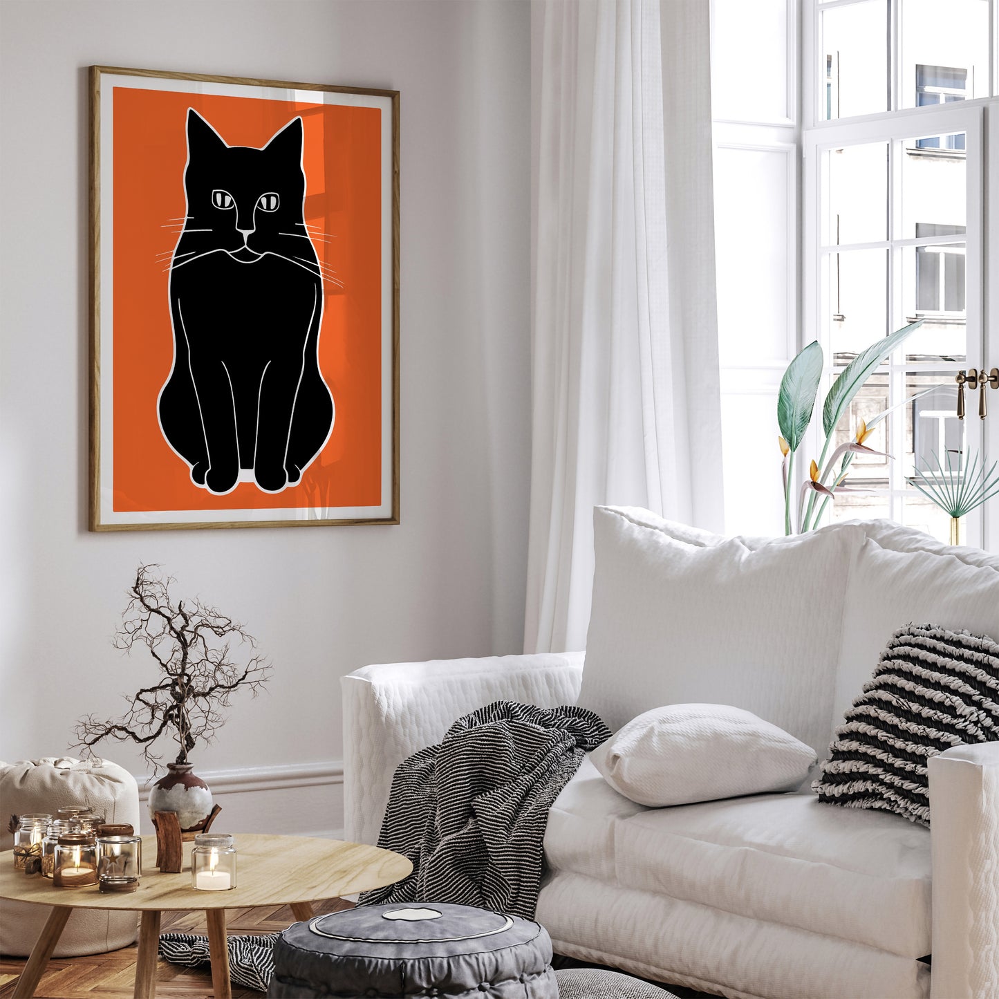 Black Moody Cat Art Print