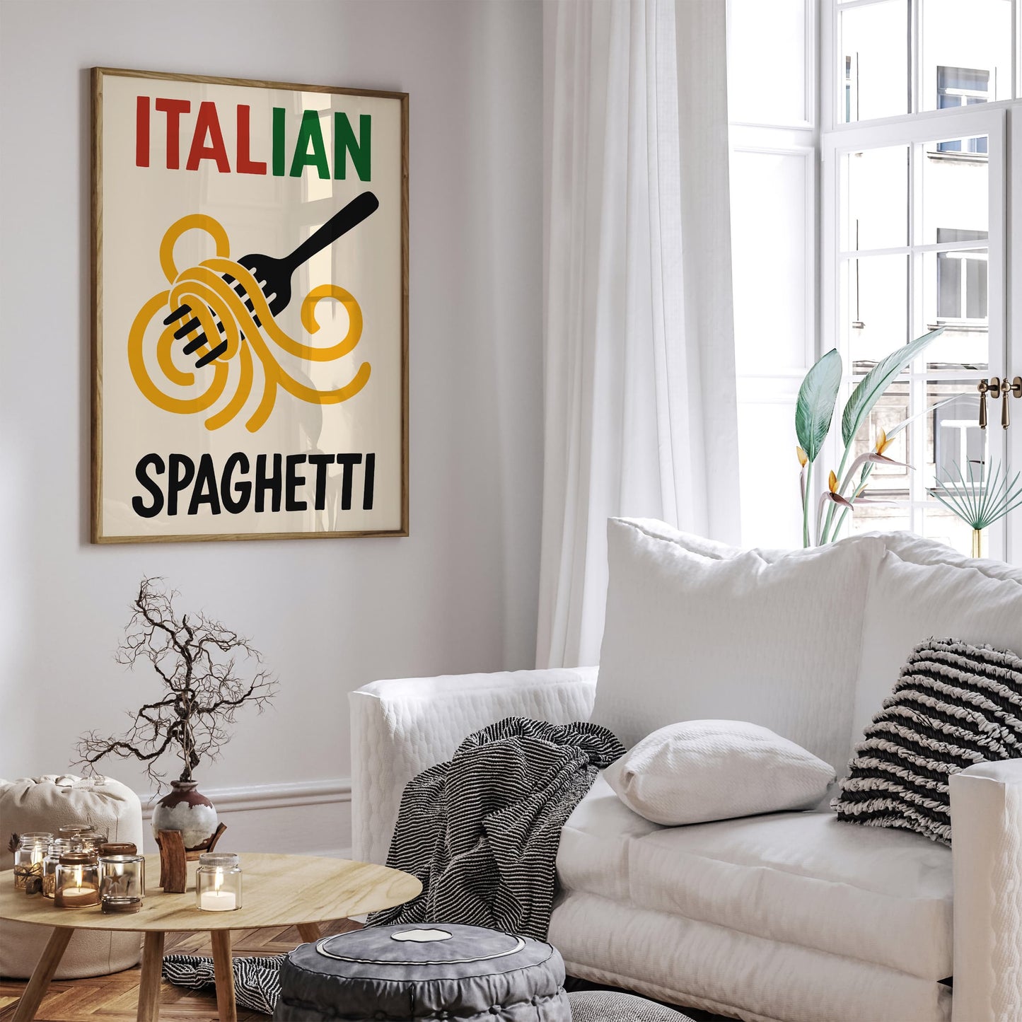 Italian Spaghetti Modern Kitchen Wall Decor Art Print