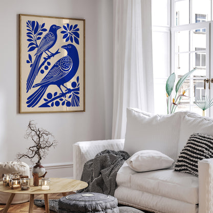 Blue Birds Cut Outs Art Print