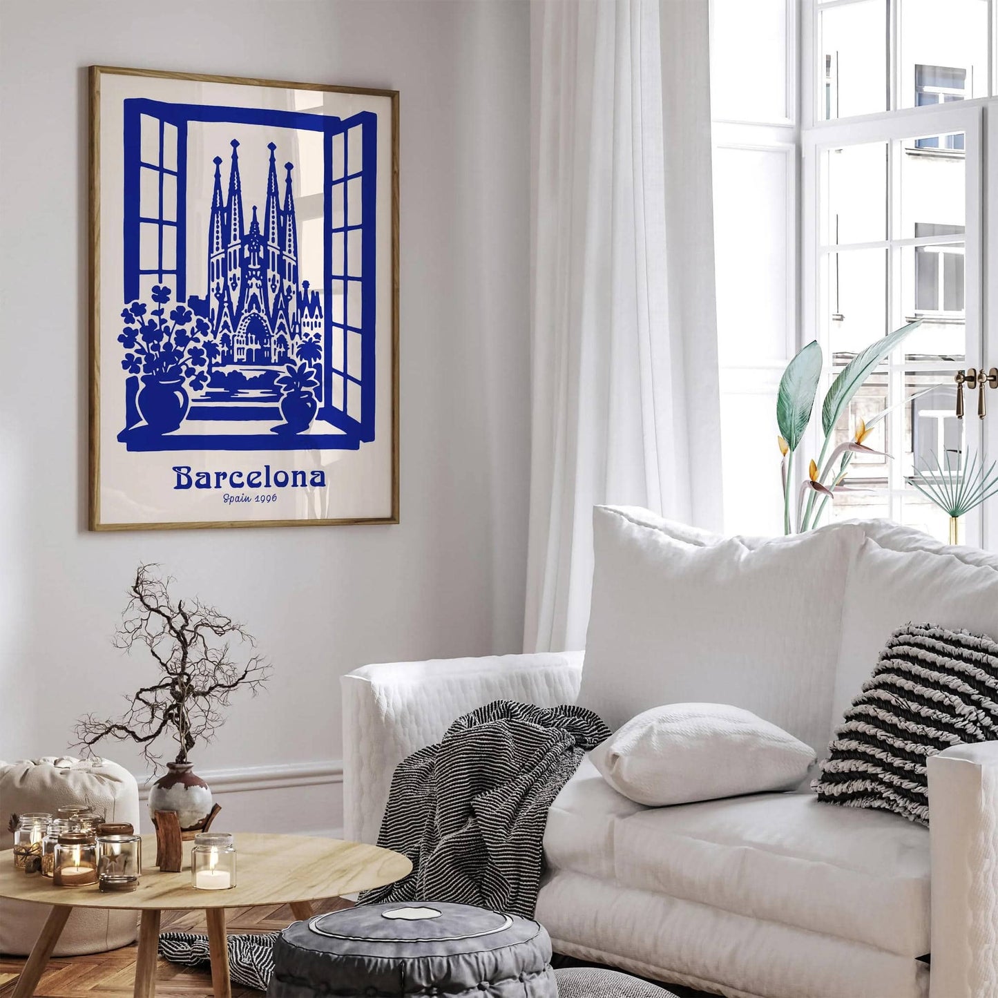 Barcelona Spain Scenic Art Print - Blue Travel Poster